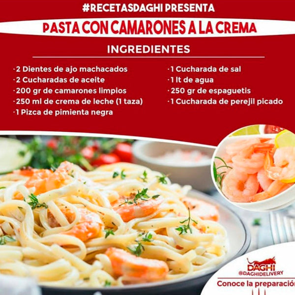 PASTA CON CAMARONES A LA CREMA