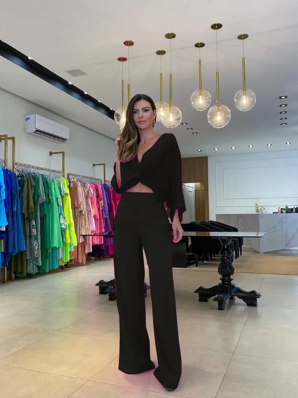 CONJUNJO PANTALON, TOP Y BLUSA EN POLIESTER S