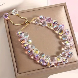 PULSERA CRISTALES TORNASOL ROSA