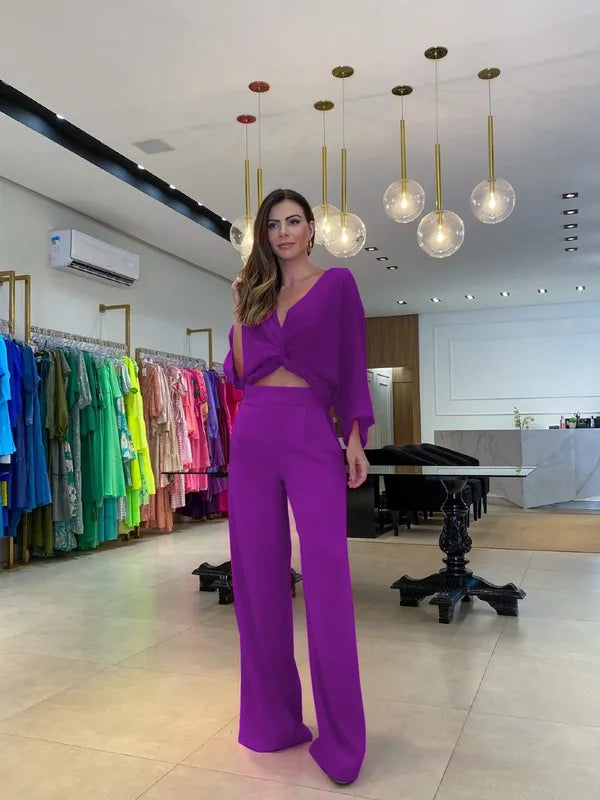 CONJUNJO PANTALON, TOP Y BLUSA EN POLIESTER
